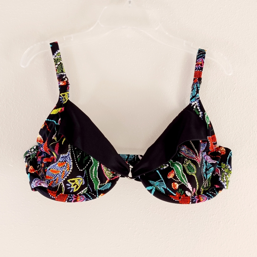 VENUS Midnight Elegance Sally Underwire Ring Bikini Top, size 32G/34DDD/36DD